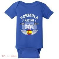 Spanish Auto Race Spain Flag Formula Racing Car Blueprint Gift Baby Bodysuit thumb 0