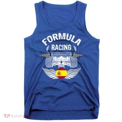 Spanish Auto Race Spain Flag Formula Racing Car Blueprint Gift Tank Top