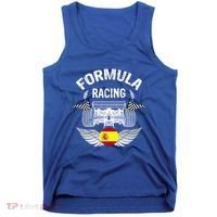 Spanish Auto Race Spain Flag Formula Racing Car Blueprint Gift Tank Top thumb 0