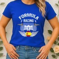 Spanish Auto Race Spain Flag Formula Racing Car Blueprint Gift Women's T-Shirt thumb 2