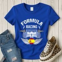 Spanish Auto Race Spain Flag Formula Racing Car Blueprint Gift Women's T-Shirt thumb 3