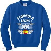 Spanish Auto Race Spain Flag Formula Racing Car Blueprint Gift Kids Sweatshirt thumb 0
