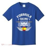 Spanish Auto Race Spain Flag Formula Racing Car Blueprint Gift Kids T-Shirt thumb 0