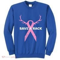 Save A Rack Breast Cancer Awareness Pink Ribbon Deer Antlers Funny Gift Sweatshirt thumb 0