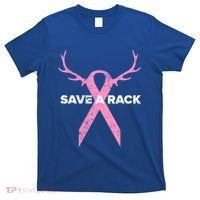 Save A Rack Breast Cancer Awareness Pink Ribbon Deer Antlers Funny Gift T-Shirt thumb 0