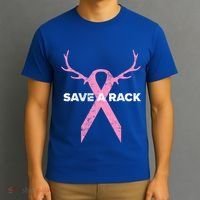 Save A Rack Breast Cancer Awareness Pink Ribbon Deer Antlers Funny Gift T-Shirt thumb 3