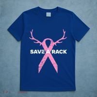 Save A Rack Breast Cancer Awareness Pink Ribbon Deer Antlers Funny Gift T-Shirt thumb 5