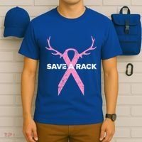 Save A Rack Breast Cancer Awareness Pink Ribbon Deer Antlers Funny Gift T-Shirt thumb 6