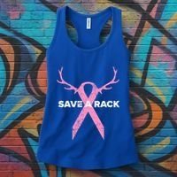 Save A Rack Breast Cancer Awareness Pink Ribbon Deer Antlers Funny Gift Women's Tank Top thumb 3