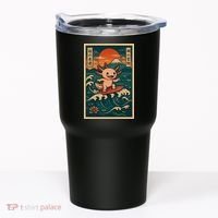 Surfing Axolotl Retro Japanese Kawaii Wave Adventure Ukiyo-e Tumbler thumb 0