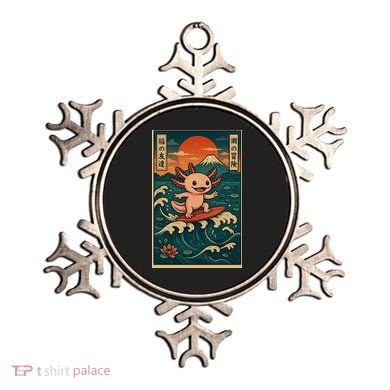 Surfing Axolotl Retro Japanese Kawaii Wave Adventure Ukiyo-e Ornament