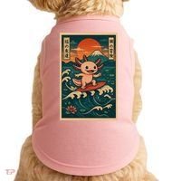 Surfing Axolotl Retro Japanese Kawaii Wave Adventure Ukiyo-e Doggie Tank thumb 0