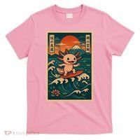 Surfing Axolotl Retro Japanese Kawaii Wave Adventure Ukiyo-e T-Shirt thumb 0