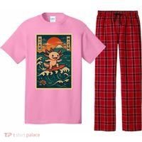 Surfing Axolotl Retro Japanese Kawaii Wave Adventure Ukiyo-e Pajama Set thumb 0