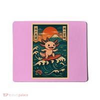 Surfing Axolotl Retro Japanese Kawaii Wave Adventure Ukiyo-e Mousepad thumb 0
