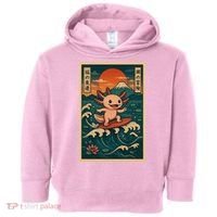 Surfing Axolotl Retro Japanese Kawaii Wave Adventure Ukiyo-e Toddler Hoodie thumb 0