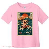 Surfing Axolotl Retro Japanese Kawaii Wave Adventure Ukiyo-e Toddler T-Shirt thumb 0