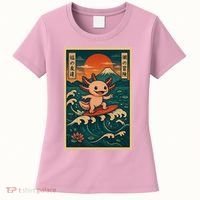 Surfing Axolotl Retro Japanese Kawaii Wave Adventure Ukiyo-e Women's T-Shirt thumb 0