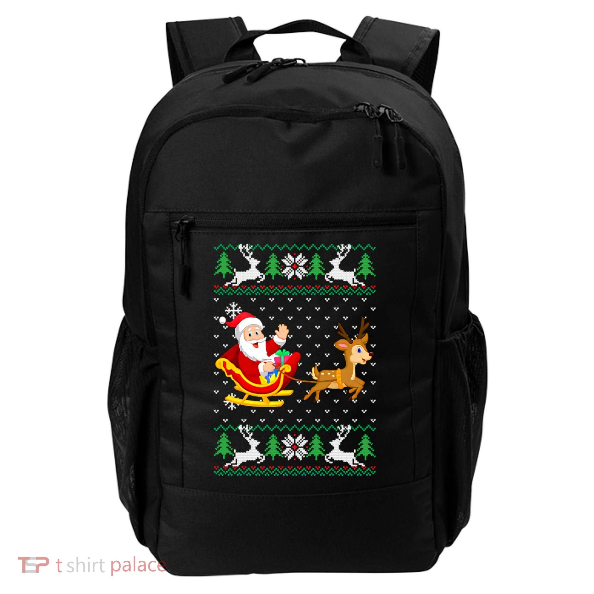 Santa And Reindeer Ugly Christmas Backpack