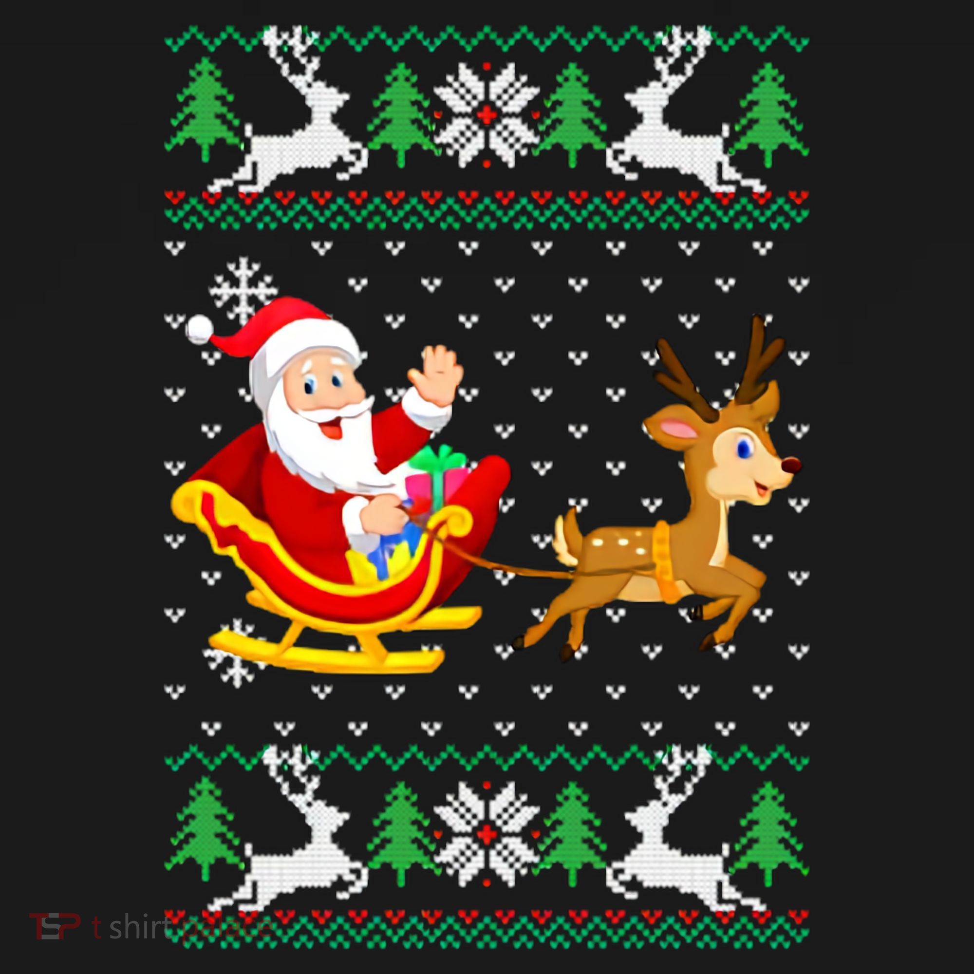 Santa And Reindeer Ugly Christmas Backpack