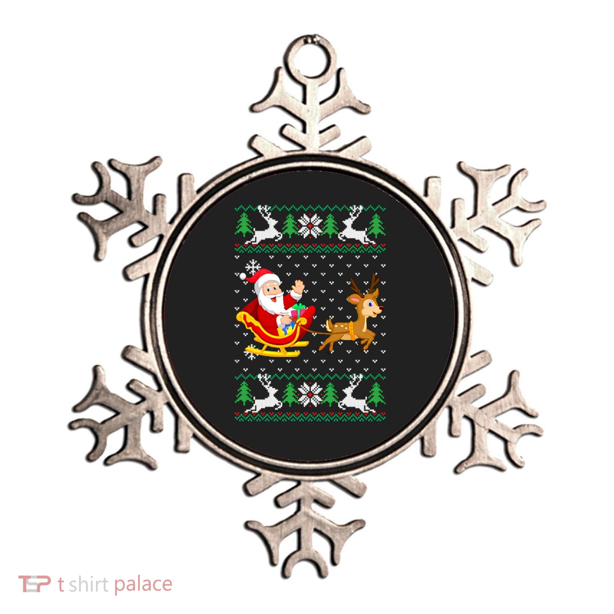 Santa And Reindeer Ugly Christmas Ornament