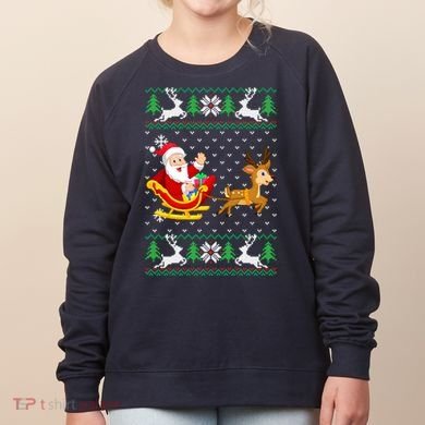 Santa And Reindeer Ugly Christmas Women's Sweatshirt