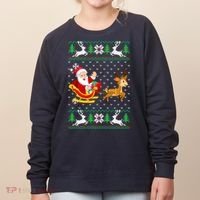 Santa And Reindeer Ugly Christmas Women's Sweatshirt thumb 0