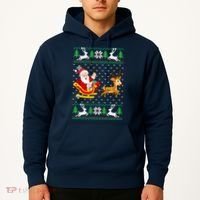 Santa And Reindeer Ugly Christmas Hoodie thumb 2