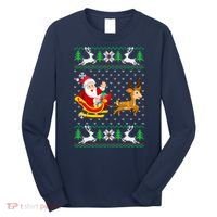 Santa And Reindeer Ugly Christmas Long Sleeve Shirt thumb 0