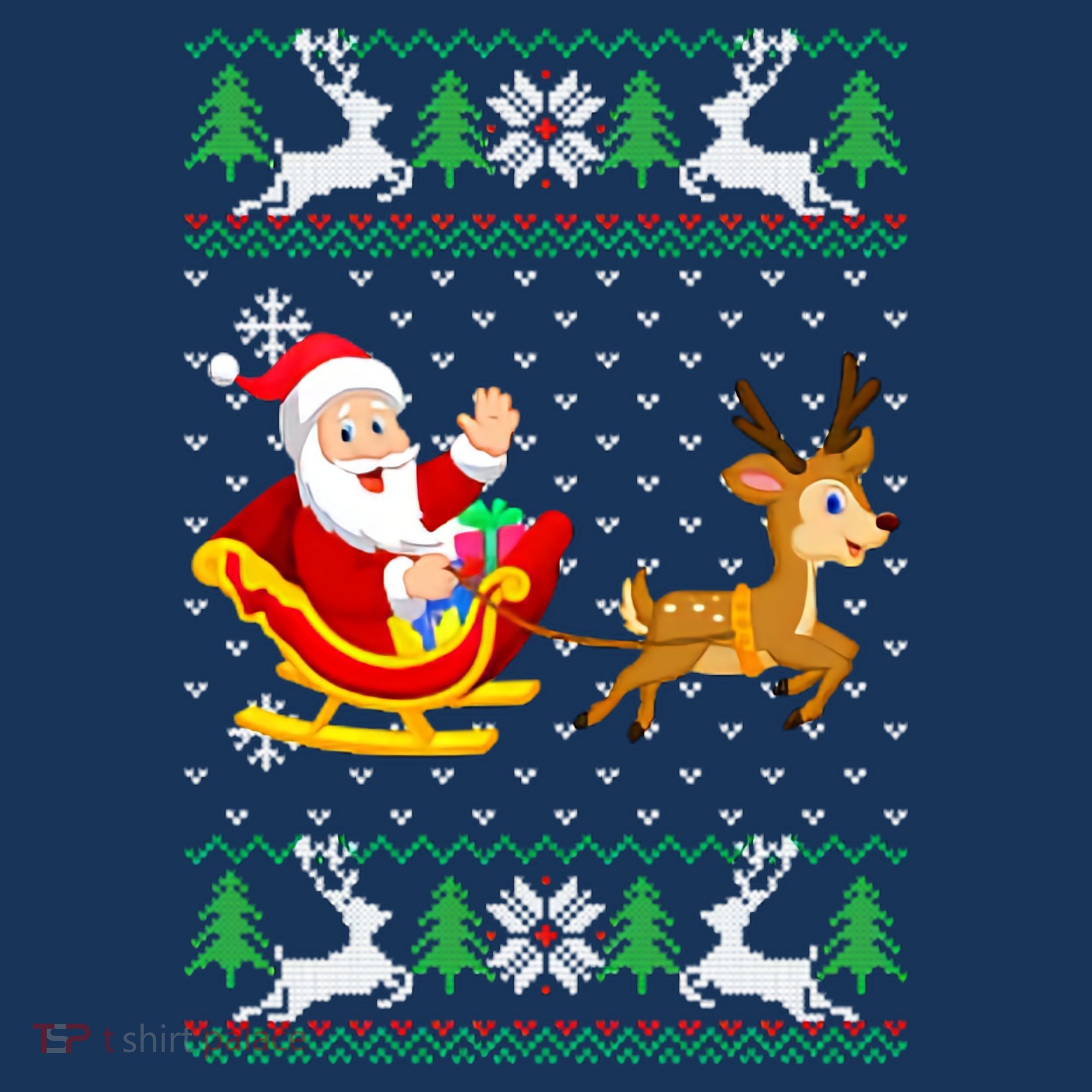 Santa And Reindeer Ugly Christmas Long Sleeve Shirt