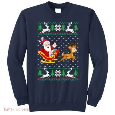 Santa And Reindeer Ugly Christmas Sweatshirt