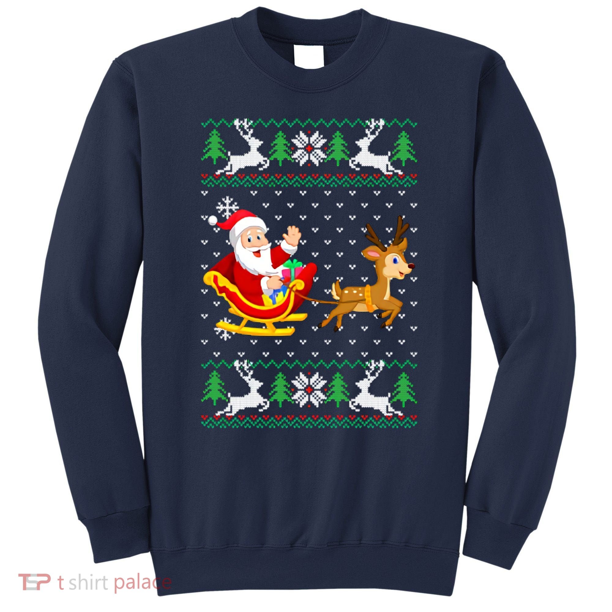 Santa And Reindeer Ugly Christmas Sweatshirt