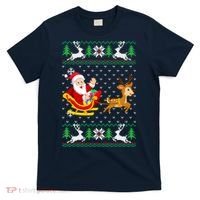 Santa And Reindeer Ugly Christmas T-Shirt thumb 0