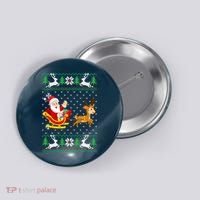 Santa And Reindeer Ugly Christmas Button thumb 0