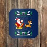 Santa And Reindeer Ugly Christmas Coaster thumb 0