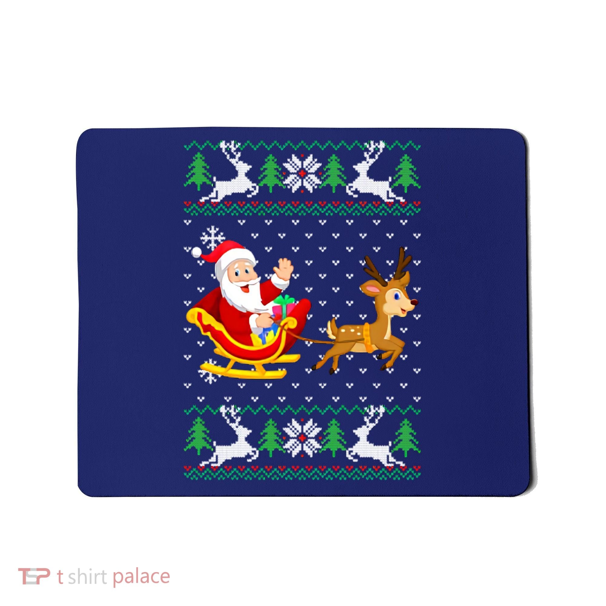Santa And Reindeer Ugly Christmas Mousepad