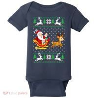 Santa And Reindeer Ugly Christmas Baby Bodysuit thumb 0