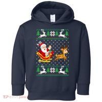 Santa And Reindeer Ugly Christmas Toddler Hoodie thumb 0