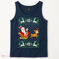 Santa And Reindeer Ugly Christmas Tank Top thumb 2