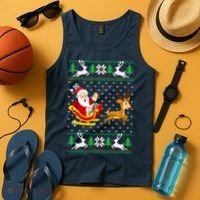 Santa And Reindeer Ugly Christmas Tank Top thumb 4