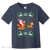Santa And Reindeer Ugly Christmas Toddler T-Shirt thumb 0