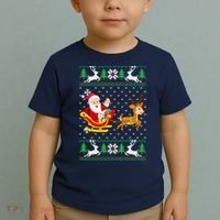 Santa And Reindeer Ugly Christmas Toddler T-Shirt thumb 2