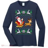 Santa And Reindeer Ugly Christmas Women's Long Sleeve Shirt thumb 0