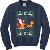 Santa And Reindeer Ugly Christmas Kids Sweatshirt thumb 0