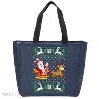 Santa And Reindeer Ugly Christmas Tote Bag thumb 0