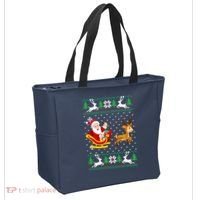 Santa And Reindeer Ugly Christmas Tote Bag thumb 2