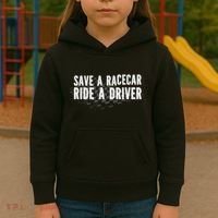 Save A Racecar Ride A Driver Kids Hoodie thumb 3