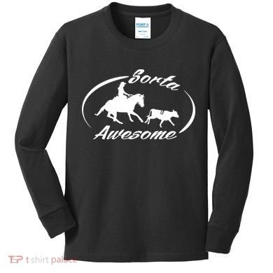 Sorta Awesome Ranch Sorting Western Horse Funny Cow Country Kids Long Sleeve Shirt