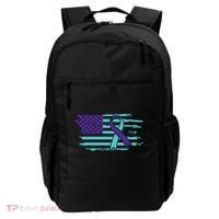 Suicide Awareness Ribbon American Flag Backpack thumb 0