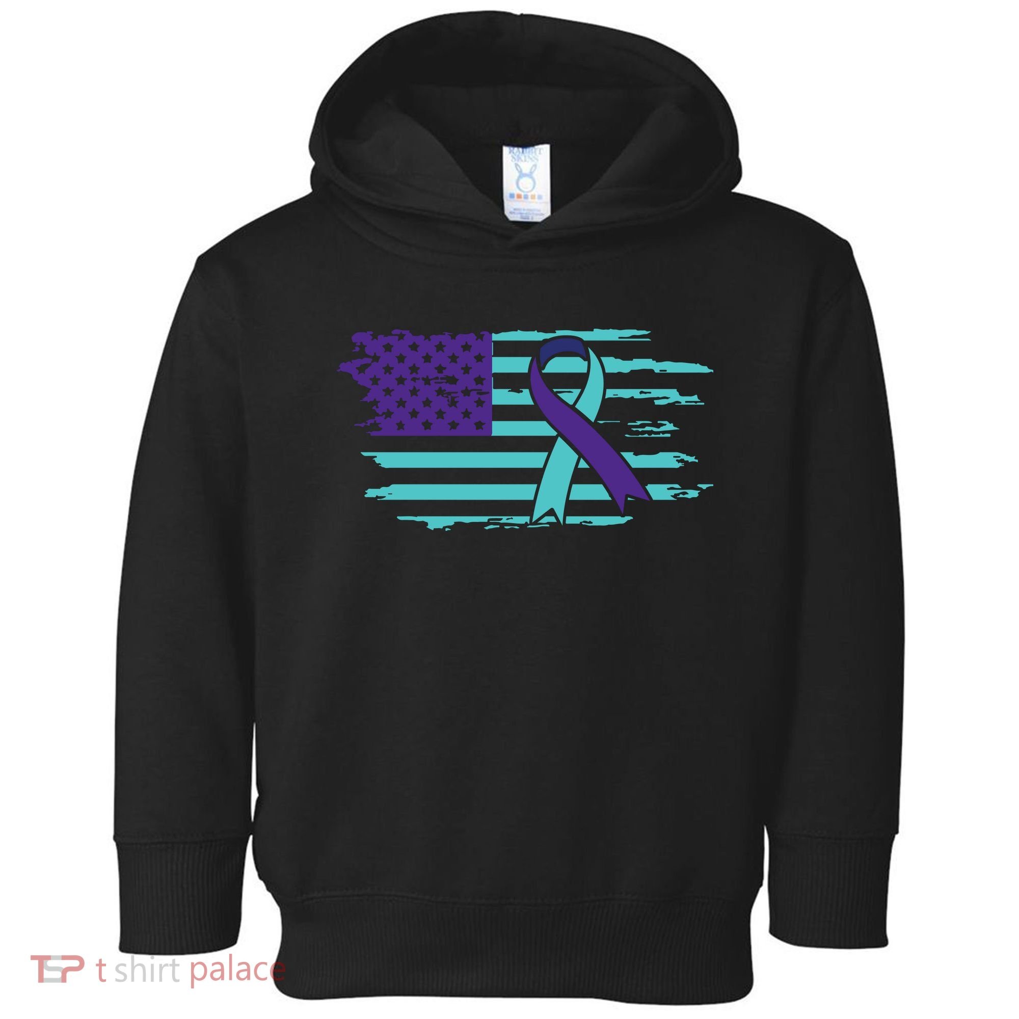 Suicide Awareness Ribbon American Flag Toddler Hoodie